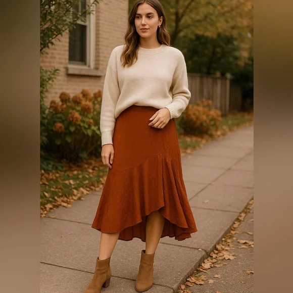 Madewell Rust Burnt Orange Jacquard Maxi Skirt Women’s Size 4 High Waist Long - Picture 14 of 14